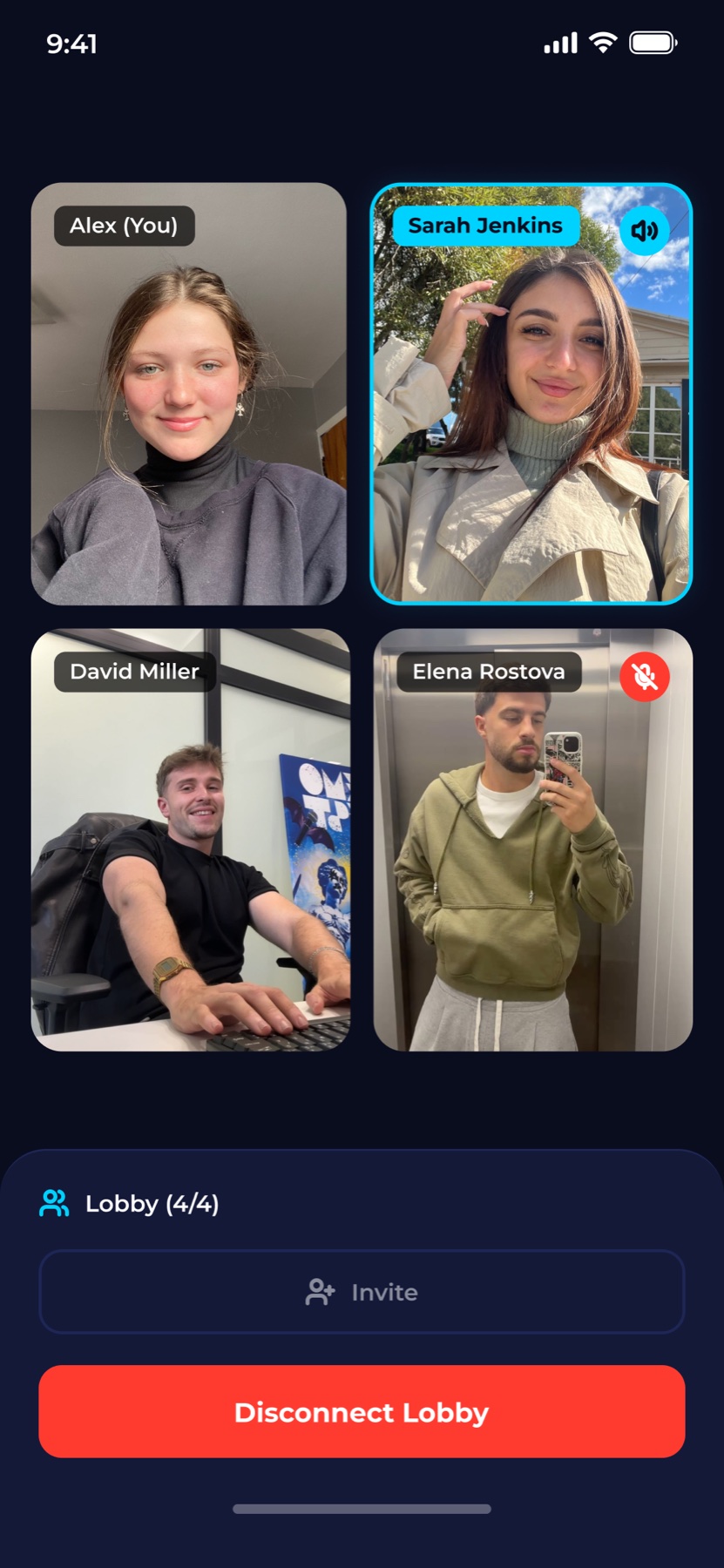 FaseU four-person video chat